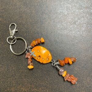 Orange Stone Keychain with Silver Accents